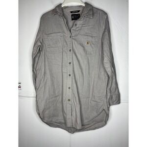 Carhartt Rugged Flex Relaxed Fit Button Down Shirt Gray TW5575-W Mens XL
